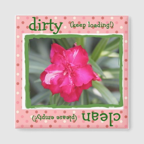 Pretty Floral Dishwasher Magnet Pink  Green Magnet