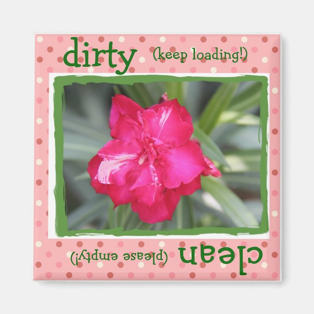 Pretty Floral Dishwasher Magnet, Pink & Green Magnet (Front)