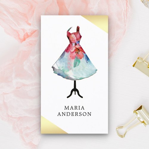 Pretty Floral Dress Form Mannequin Fashion Stylist Business Card