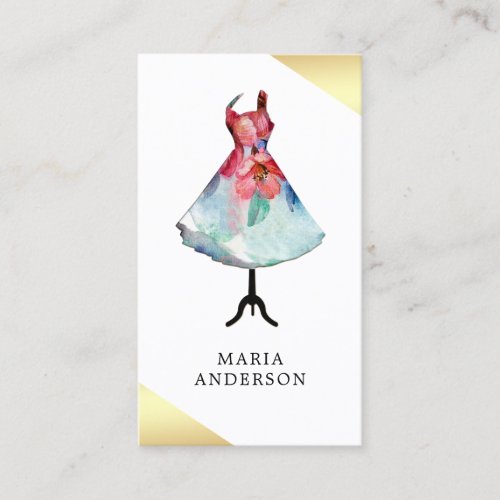 Pretty Floral Dress Form Mannequin Fashion Stylist Business Card