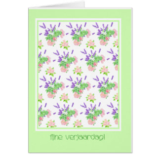 Pretty Floral Dutch Language Greeting Birthday