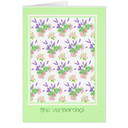 Pretty Floral Dutch Language Greeting Birthday Cards (Front)
