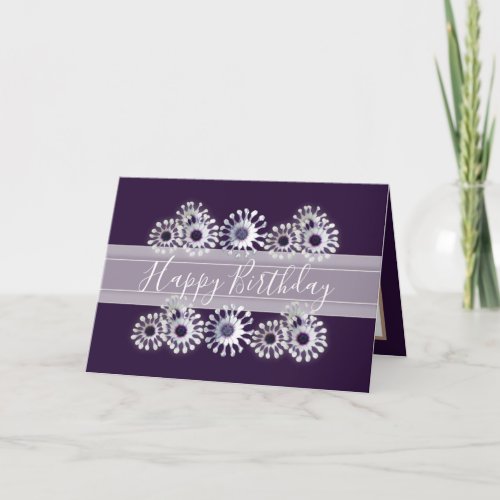 Pretty Floral Elegant Daisy Flower Purple Birthday Card