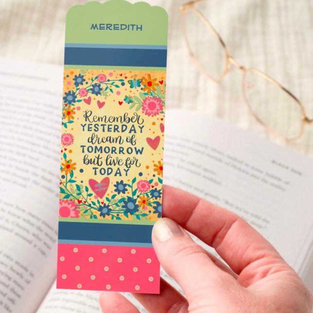 Pretty Floral Encouragement Custom Name Quote  Bookmarks (Creator Uploaded)