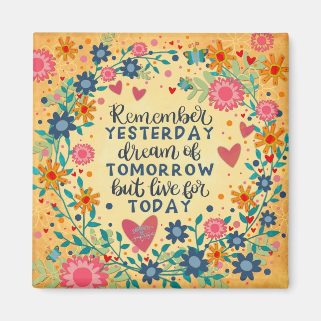 Pretty Floral Encouragement Today Quote  Magnet (Front)