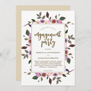 pretty floral engagement party invitation