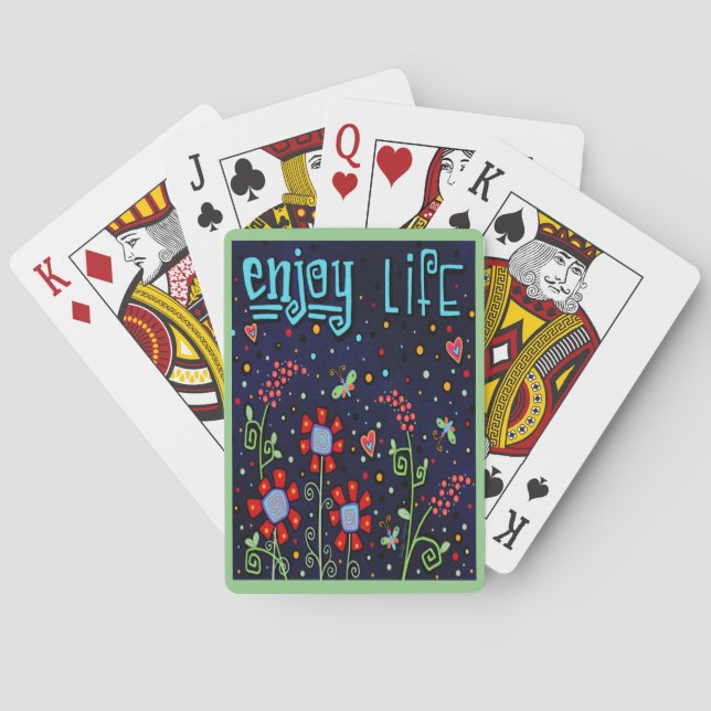 Pretty Floral Enjoy Life Inspirational Pretty Poker Cards (Back)