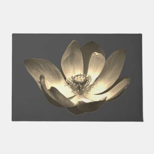 Pretty Floral Entry LOTUS Flower Gray Welcome Doormat