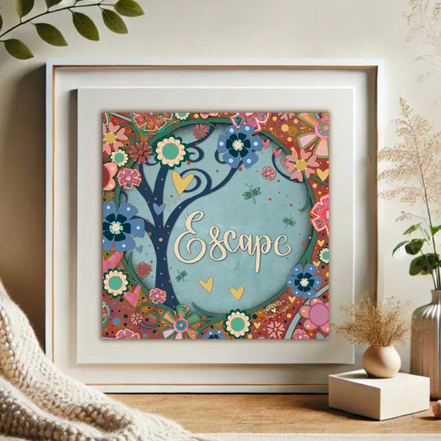 Pretty Floral Escape Inspiring Tree Inspirivity Poster | Zazzle