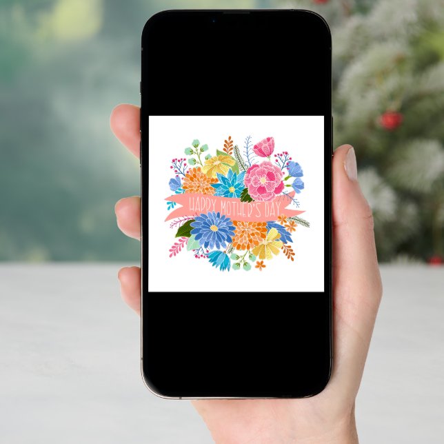 Pretty Floral Flower Bouquet Mother's Day Holiday Card (Front Digital)