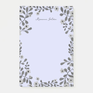 Pretty Floral Frame B&W CUSTOM NAME Notepad
