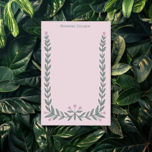 Pretty Floral Frame CUSTOM NAME Notepad