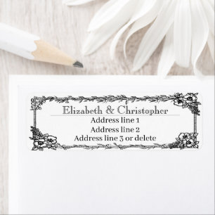 Pretty Floral Frame Custom Name Return Address Label