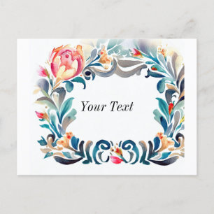 Pretty Floral Frame Invitation Postcard