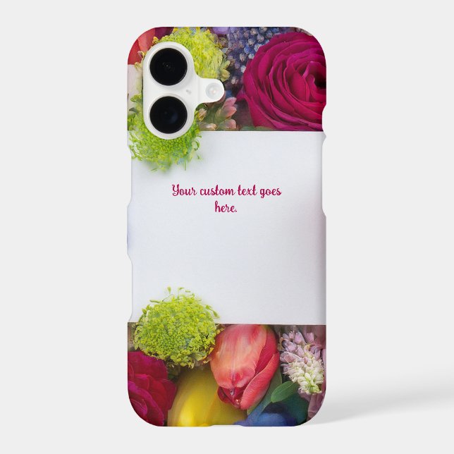 Pretty Floral Framed Roses Text Box Custom iPhone Case (Back)