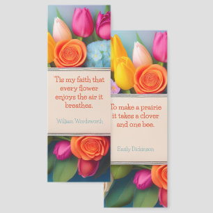 Pretty Floral Framed Roses Tulips Hydrangea Author Bookmarks