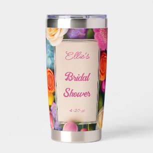 Pretty Floral Framed Roses Tulips Hydrangea Event Insulated Tumbler