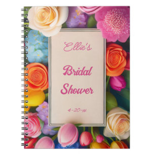 Pretty Floral Framed Roses Tulips Hydrangea Event Notebook