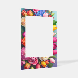 Pretty Floral Framed Roses Tulips Hydrangea Selfie Frame