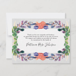Pretty Floral Funeral Memorial Thank You Card