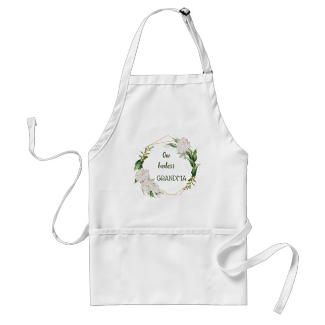 Pretty Floral Funny Grandma Quote Adult Apron (Front)