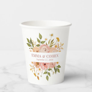 Pretty floral garden easy wedding decorations paper cups