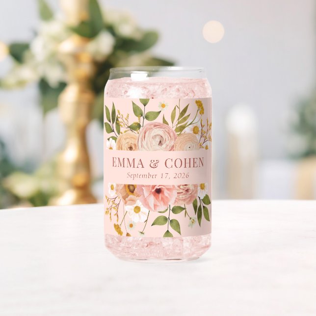 Pretty floral garden wedding candleholder can glass (Insitu (Wedding))