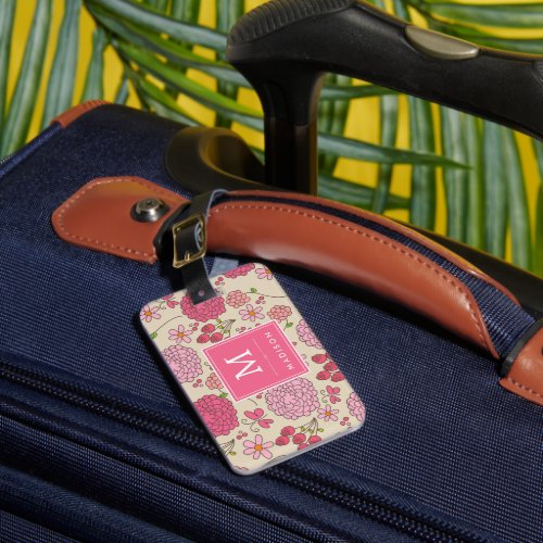 Pretty Floral Girls Monogram Personalized Luggage Luggage Tag