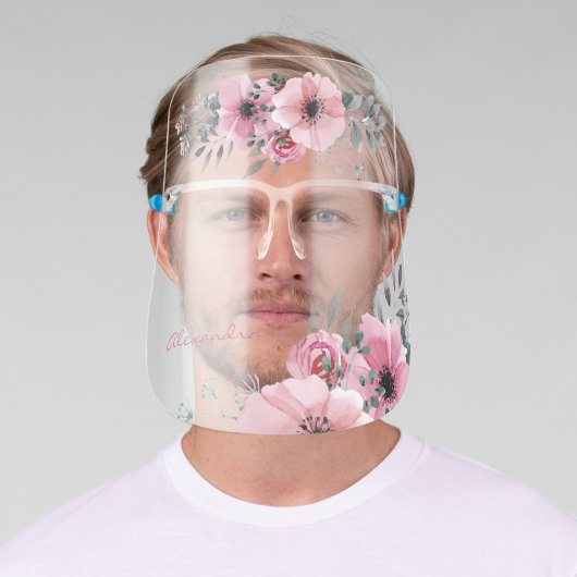 Pretty Floral Girly Personalized Face Shield (Insitu)