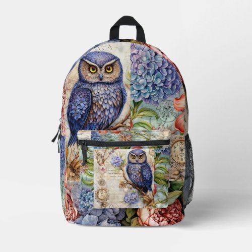 Pretty Floral Girly Vintage Owl Backpack