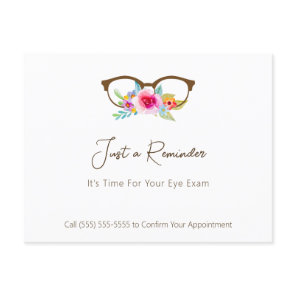 Pretty Floral Glasses Eye Exam Appointment Postcard