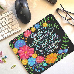 Pretty Floral God Grant Me Serenity Inspiring Mouse Pad