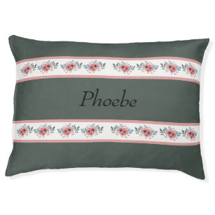 Pretty Floral Green Monogram Dog Bed