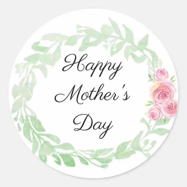 Pretty Floral Happy Mother S Day Classic Round Sticker Zazzle