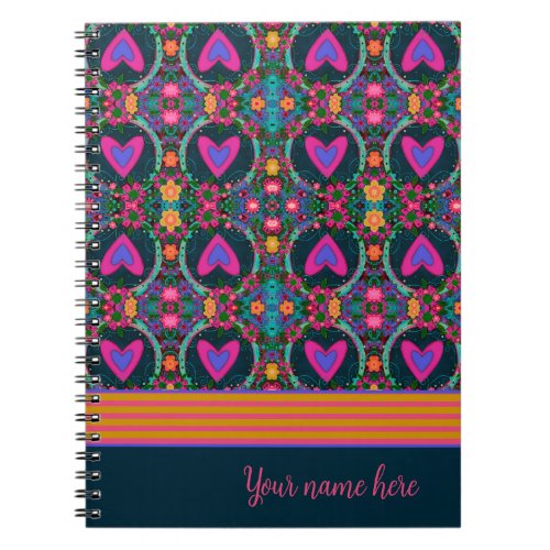 Pretty Floral Heart Personalized Name Inspirivity Notebook