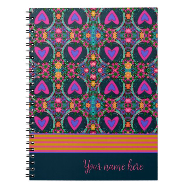 Pretty Floral Heart Personalized Name Inspirivity Notebook (Front)