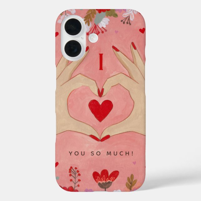 Pretty Floral Heart Pink Valentine Case-Mate iPhone Case (Back)