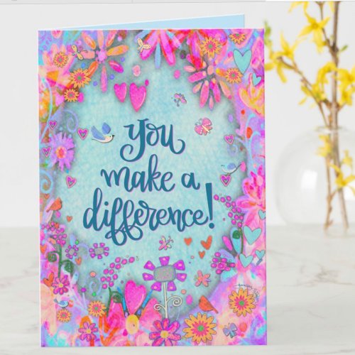 Pretty Floral Hearts Birds Butterflies Quote Card