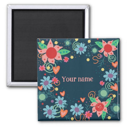 Pretty Floral  Hearts Customized Inspirivity Magnet