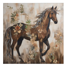 Pretty Floral Horse Painting