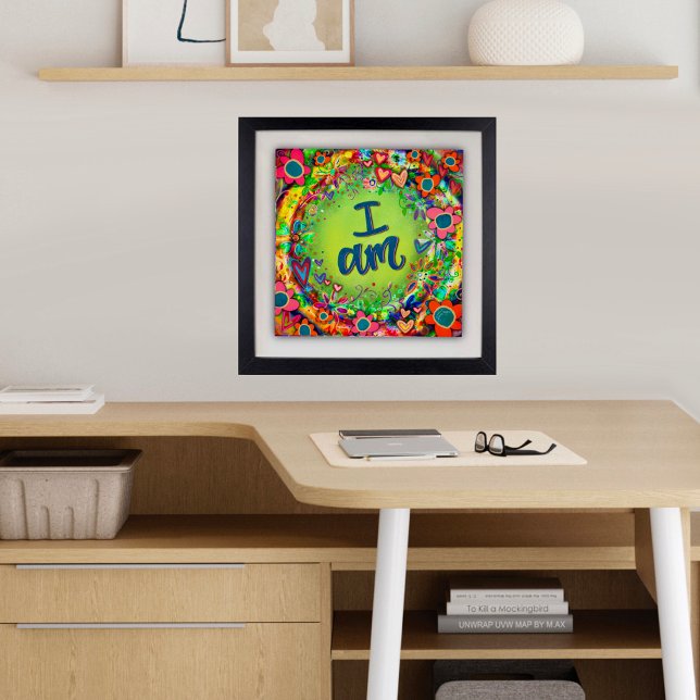 Pretty Floral I Am Motivational Inspirivity Poster (Pretty, Floral, Inspirational, Poster, by Inspirivity)