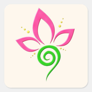 Pretty Floral Icon Design Square Sticker