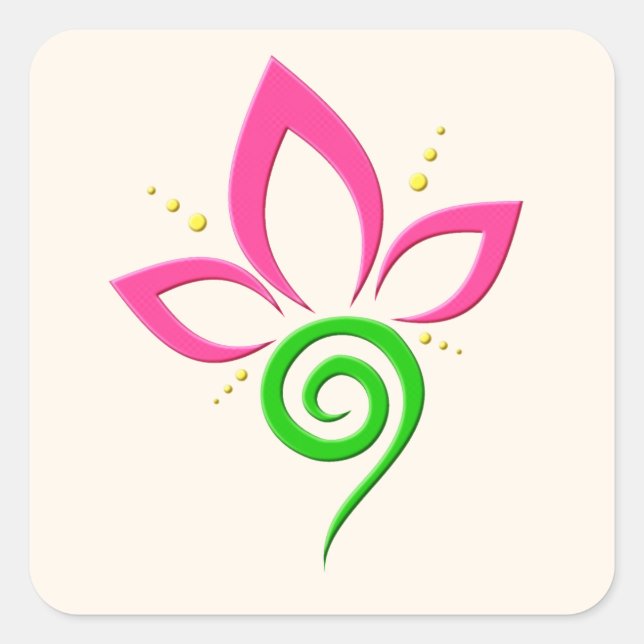 Pretty Floral Icon Design Square Sticker (Front)