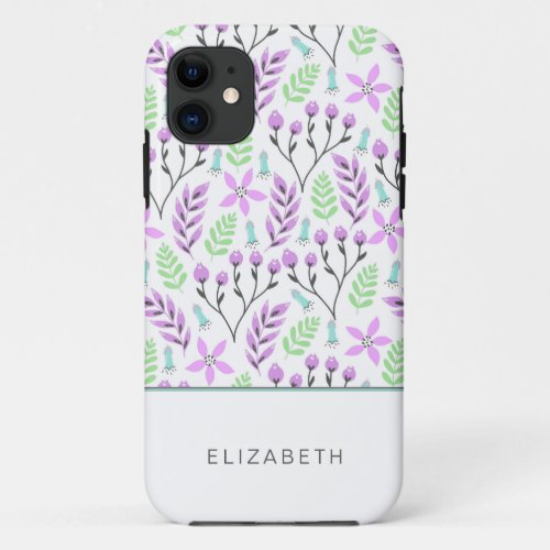Pretty floral illustration falling botanical iPhone 11 case