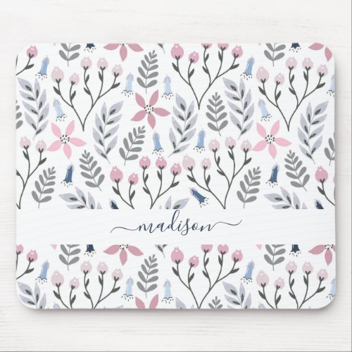 Pretty floral illustration falling botanical mouse pad