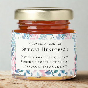 Pretty Floral In loving memory Funeral Honey Jar Favors