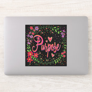 Pretty Floral Inspirational One Word Purpose Sticker