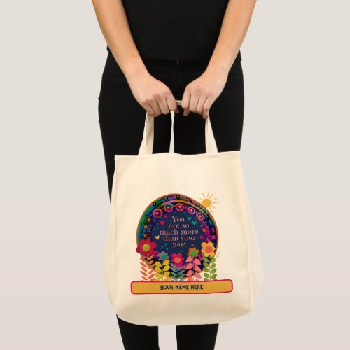 Pretty Floral Inspiring Quote Inspirivity Name Tote Bag