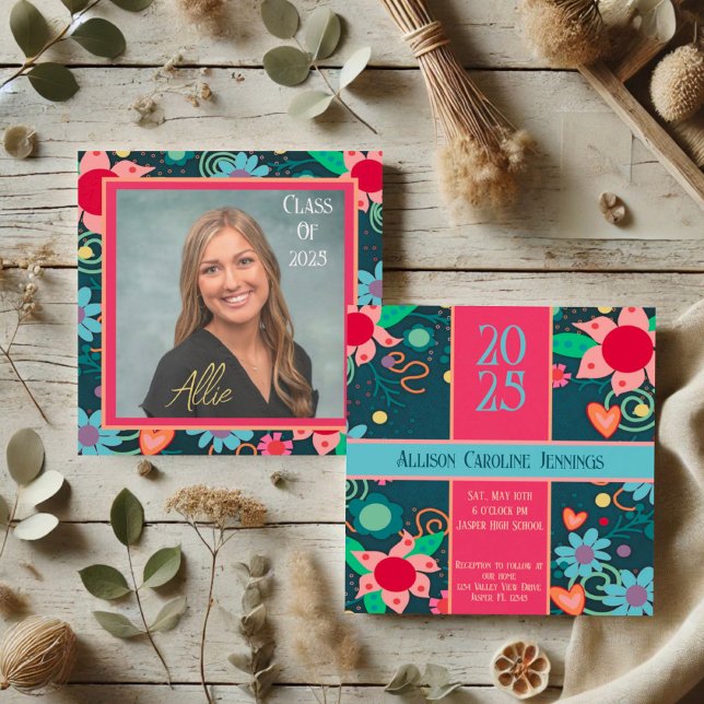 Pretty Floral Inspirivity Graduation Customizable Invitation (Creator Uploaded)