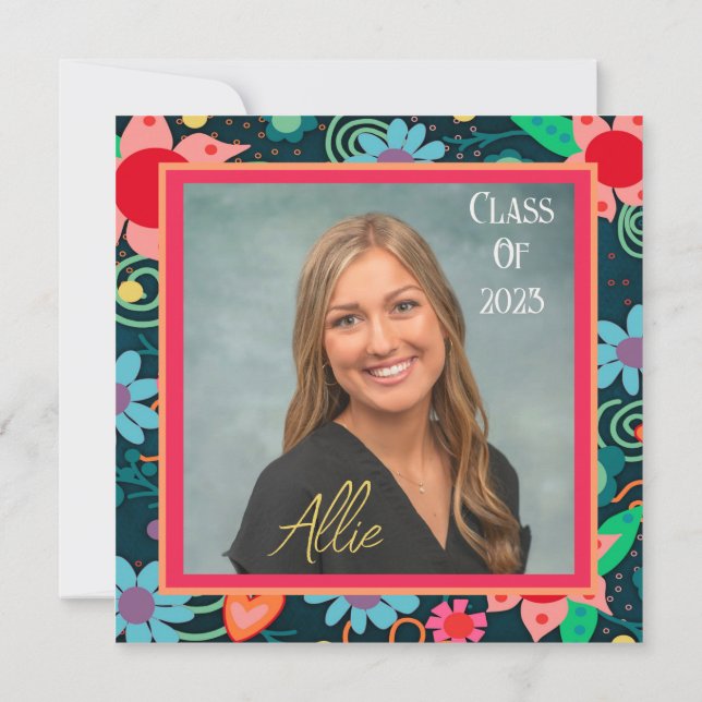 Pretty Floral Inspirivity Graduation Customizable Invitation (Back)